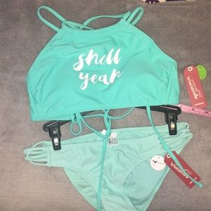 Medium mint bikini! The bottoms are a bit lighter
